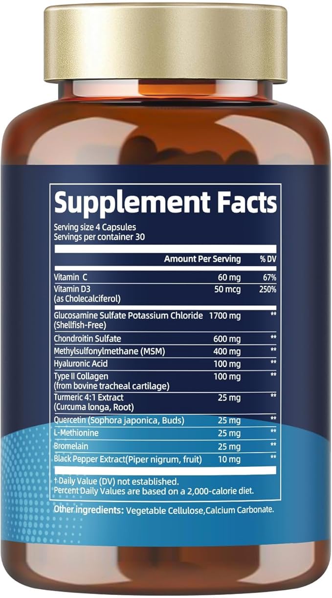 (2 Packs) Glucosamine Chondroitin MSM Collagen, 3000MG HSA FSA Eligible Items Only List for Men & Woman, Hsa Store Eligible Items Supplement, Glucosamine Chondroitin Sulfate 120 Capsules Made in USA