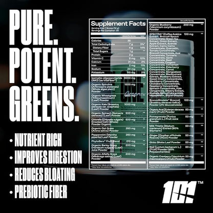ONE of ONE Greens & Gut Health – Superfood Greens Powder with Prebiotics, Probiotics & Digestive Enzymes for Gut Health, Immunity & Energy, No Artificial Sweeteners - Pineapple, 30 Serving