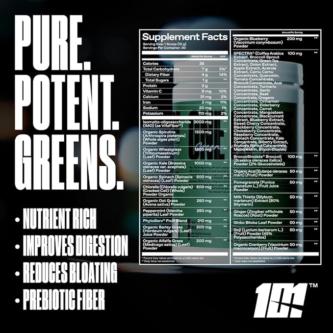 ONE of ONE Greens & Gut Health – Superfood Greens Powder with Prebiotics, Probiotics & Digestive Enzymes for Gut Health, Immunity & Energy, No Artificial Sweeteners - Pineapple, 30 Serving