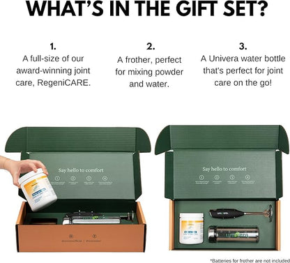 Univera RegeniCARE Gift Set with Bottle and Frother – Joint Support with Glucosamine, Univestin, MSM, Chondroitin – 30 Servings, Mango Flavor
