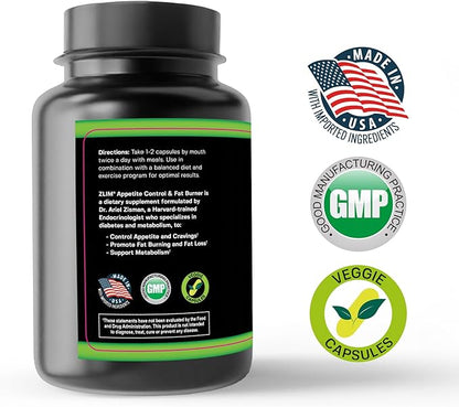 Zlim Appetite & Weight Supplement – Supports Healthy Digestion, Promotes Fiber & Antioxidant Intake, with Gymnema Sylvestre, Apple Pectin & Ashwagandha – All-Natural Ingredients (90 Veggie Capsules)