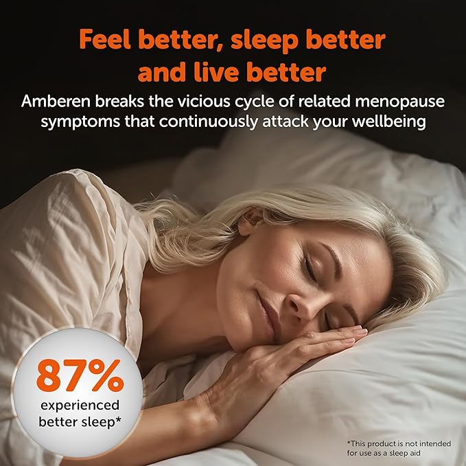 Amberen: Safe Multi-Symptom Menopause Relief. Clinically Shown to Relieve 12 Menopause Symptoms: Hot Flashes, Night Sweats, Mood Swings, Low Energy and More. 2 Month Supply
