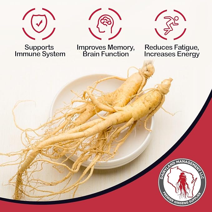 Dairyland American Ginseng Capsules - 150 ct, 500 mg - Wisconsin Ginseng Complex Capsules - Authentic American Ginseng Root Extract - Ginseng Capsules for Use as a Daily Immune Support Herb Supplement