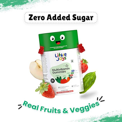 Multivitamin Gummies for Kids |7-12 Years| No Added Sugar |DHA, Vitamin D3, B12, C, Zinc & Iron | Immunity & Bone Health | No Preservatives I Gluten Free I Strawberry Flavour I 30 Day Pack