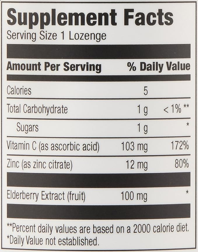 Amazon Elements Elderberry Complex Berry Flavored Immune System Support Lozenges, Adult, 60 Count, (Packaging may vary)