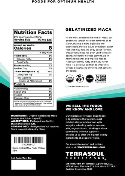 Terrasoul Superfoods Organic Gelatinized Maca Powder, 5 Lbs - Premium Quality | Supports Increased Stamina & Energy | Gelatinized for Easy Digestion