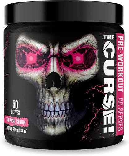 JNX SPORTS The Curse! Pre Workout Powder for Men & Women, Caffeine, Beta-Alanine, Creatine, L-Citrulline, 50 Servings, Tropical Storm Flavor – Boost Energy, Strength & Focus