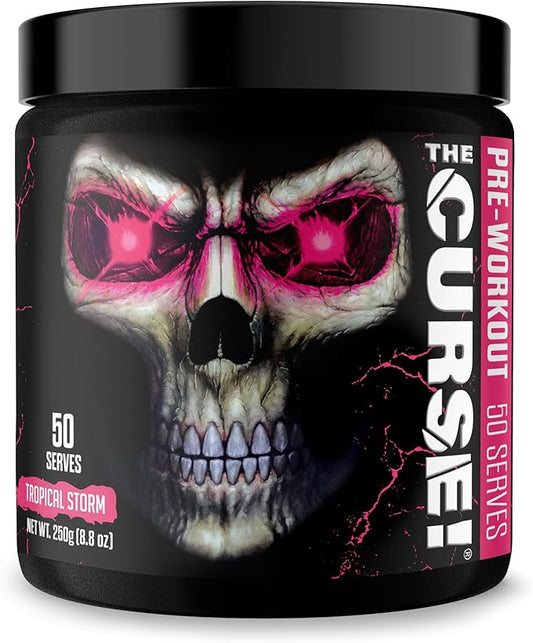 JNX SPORTS The Curse! Pre Workout Powder for Men & Women, Caffeine, Beta-Alanine, Creatine, L-Citrulline, 50 Servings, Tropical Storm Flavor – Boost Energy, Strength & Focus