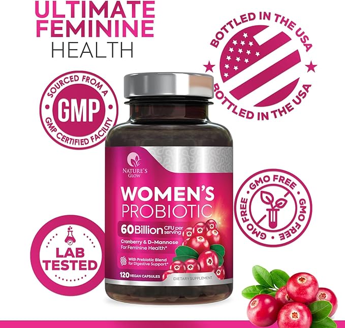 Probiotics For Women 60 Billion CFU - Women's Probiotic For Digestive Health 16 Unique Strains - Daily Vaginal PH Balance & Feminine Health Support, Womens Probiotic With Acidophilus - 120 Capsules