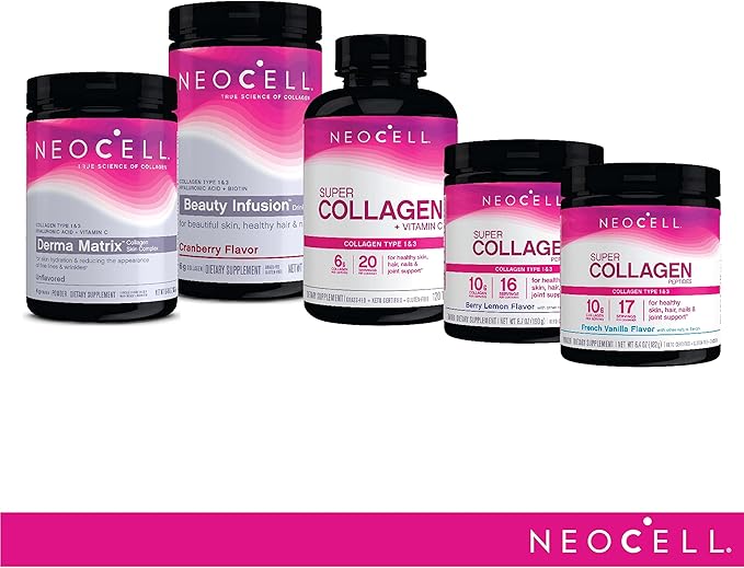 NeoCell Super Collagen Peptides, 10g Collagen Peptides per Serving, Gluten Free, Keto Friendly, Non-GMO, Grass Fed, Healthy Hair, Skin, Nails and Joints, Berry Lemon Powder, 6.7 oz., 1 Canister