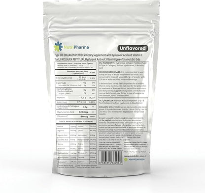 Collagen Peptides Powder with Hyaluronic Acid and Vitamin C, Promotes Hair, Nail, Skin, Bone and Joint Health, Unflavored Collagen Protein Powder, 30 Servings, 10,8 oz