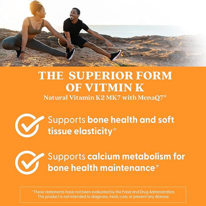 Doctor's Best Natural Vitamin K2 Mk-7 with MenaQ7, 100mcg Vitamin K2 Supplement Supports Bone Health, Non-GMO, 60 Veggie Capsules