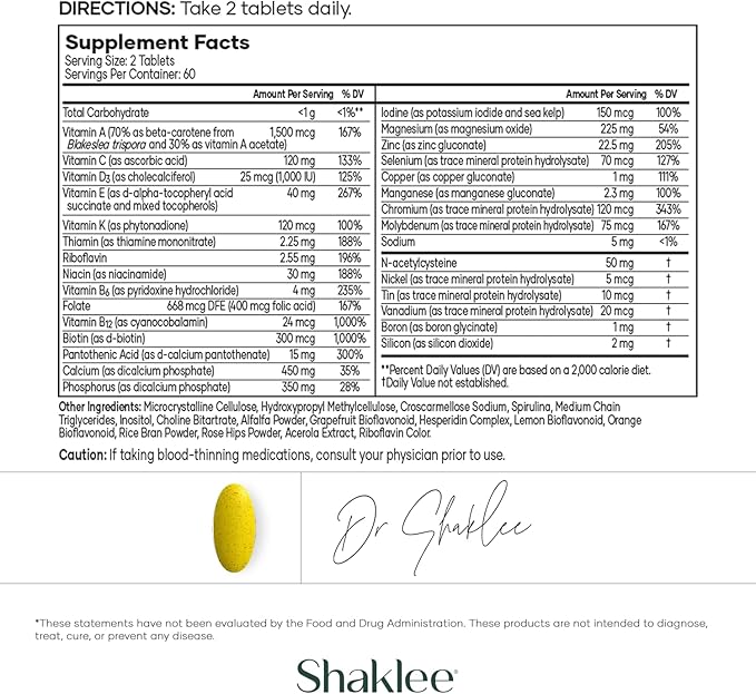 Shaklee Vita-Lea Gold® with Vitamin K for Adults Over 50 - High-Potency Formula for Heart, Immune, Bone, and Joint Health - Supports Physical Energy & Healthy Aging - Essential Vitamins - 120 Tablets