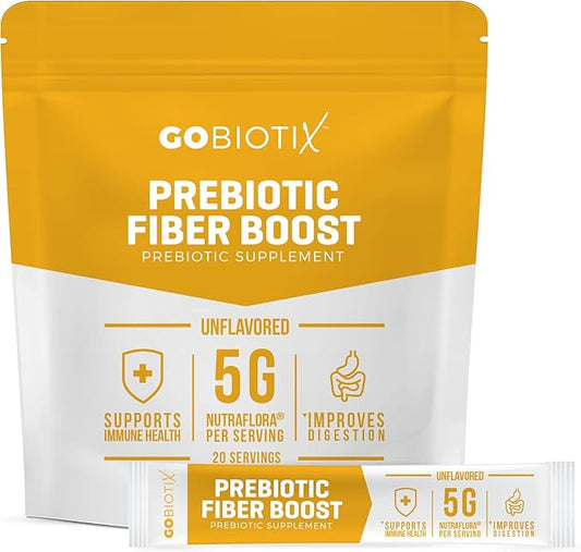 GoBiotix Prebiotic Fiber Supplement Powder for Digestive Health, Soluble Fiber for Gut Health, Gluten & Sugar Free, Keto, Vegan, 20 Servings (Travel)