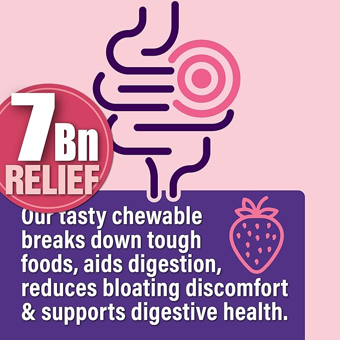 Anti Gas & Bloating Relief for Women and Men 7 Billion CFU – Chewable Probiotics & Lactobacillus Reuteri, Daily Digestive Enzymes Debloating for Women, Aids Digestion & Digestive Health
