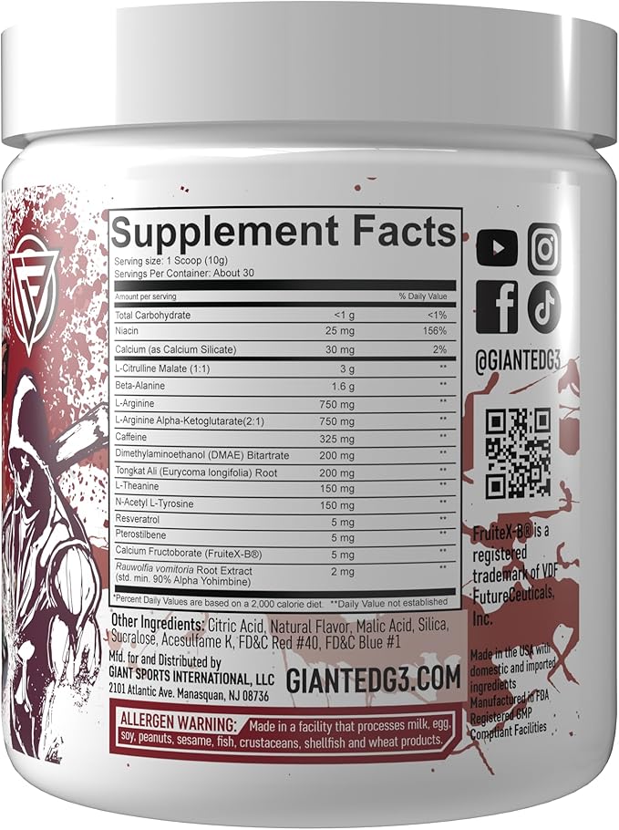 Giant Riot Pre-Workout Powder (30 Servings, Cherry Blackout)