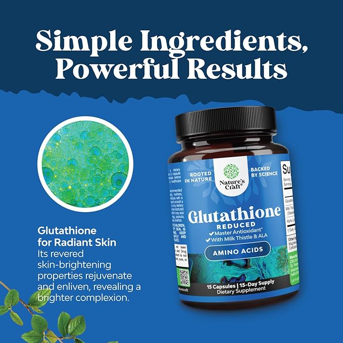 Reduced Glutathione Supplement with Milk Thistle - 500mg Per Serving Plus Alpha Lipoic Acid and Silymarin Milk Thistle Complex for Liver Support Skin Complexion and Immune Support (15 Servings)