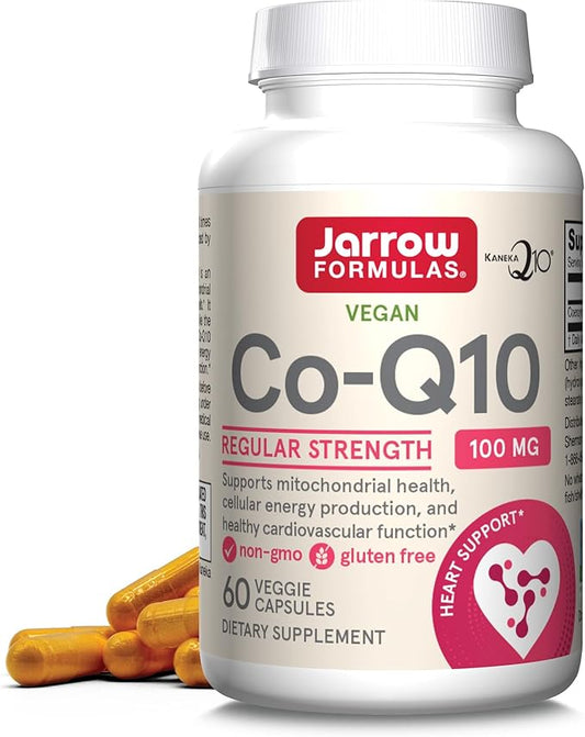 Jarrow Formulas Co-Q10, 100 mg, Antioxidant Support for Mitochondrial Health, Cellular Energy Production and Healthy Cardiovascular Function, 60 Veggie Capsules, 60 Day Supply