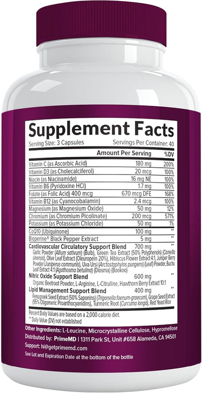 26-in-1 Nitric Oxide Supplement - Heart & Circulation Support with CoQ10, Turmeric, Organic Beet Root, Hawthorn Berry & Garlic - 2103mg per Serving (120ct, Pack of 2)