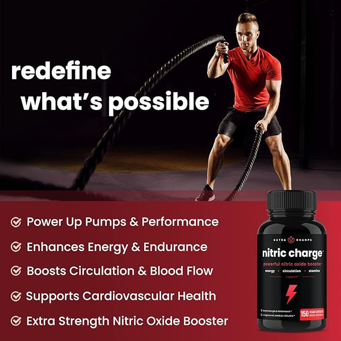 NutraChamps L-Arginine Capsules and Nitric Charge Capsules 2 Pack Bundle