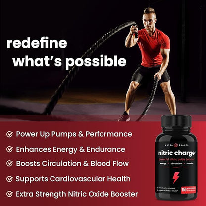 NutraChamps L-Arginine Capsules and Nitric Charge Capsules 2 Pack Bundle