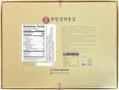 Pocheon 200g(10ea X 20g) 6Years Sliced Korean Panax Red Ginseng Roots with Honey, Saponin, Natural Immune Support