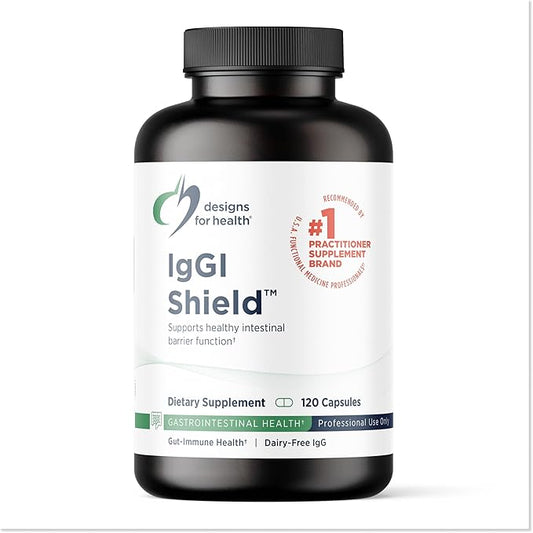 Designs for Health IgGI Shield - Gut Health & Immune Support Powder with Dairy-Free ImmunoLin Immunoglobulin and NAG - Help Bind & Remove Toxins and Fortify the Intestinal Barrier (120 Capsules)