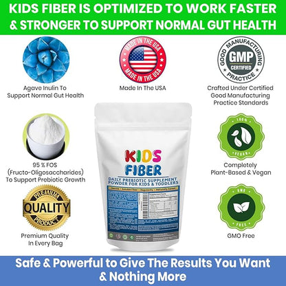 Kids Fiber for Constipation Relief, Prebiotics for Children, Toddler Fiber Supplement, Mild Sweetness Fiber Powder for Kids, Gut Health for Regularity & Softness 60 Servings
