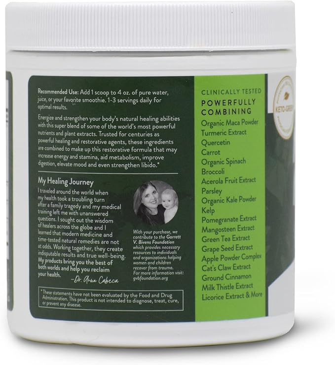 Mighty Maca Plus - Organic Maca Root Superfoods Greens Drink Powder, Delicious Keto Detox, All-Natural, Alkaline & Vegan (60 Servings)