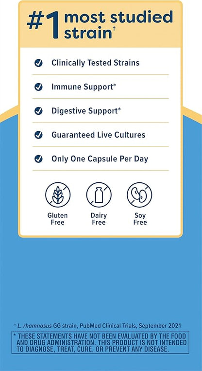 Renew Life Extra Care Probiotic Capsules, Daily Supplement Supports Immune, Digestive and Respiratory Health, L. Rhamnosus GG, Dairy, Soy and gluten-free, 30 Billion CFU, 60 Count