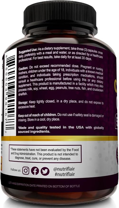 NutriFlair Multi Collagen Peptides 2250mg, 90 Capsules - Type I, II, III, V, X - Collagen Supplements Complex Powder Pills for Women and Men - Hydrolyzed Protein, Healthy Hair, Skin, Nails - Non-GMO