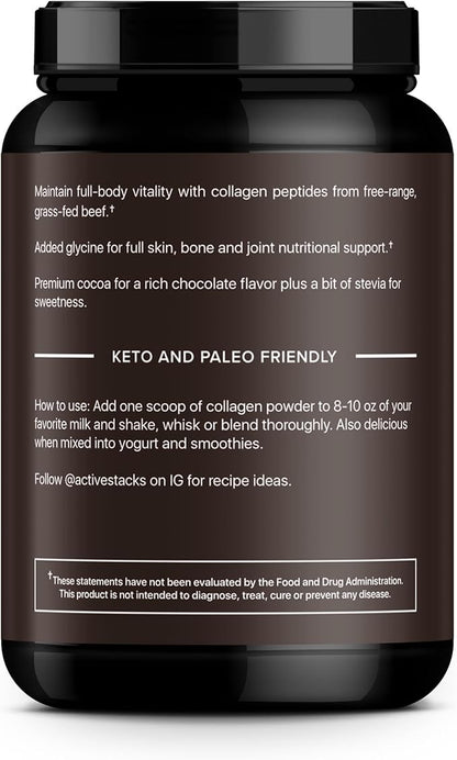 Collagen Peptides Protein Powder, Chocolate - Supports Healthy Hair, Skin, Bones and Joints for Men and Women - Easy-to-Mix Type 1 & 3 Hydrolyzed Collagen from Grass-Fed Beef, 2 Pound