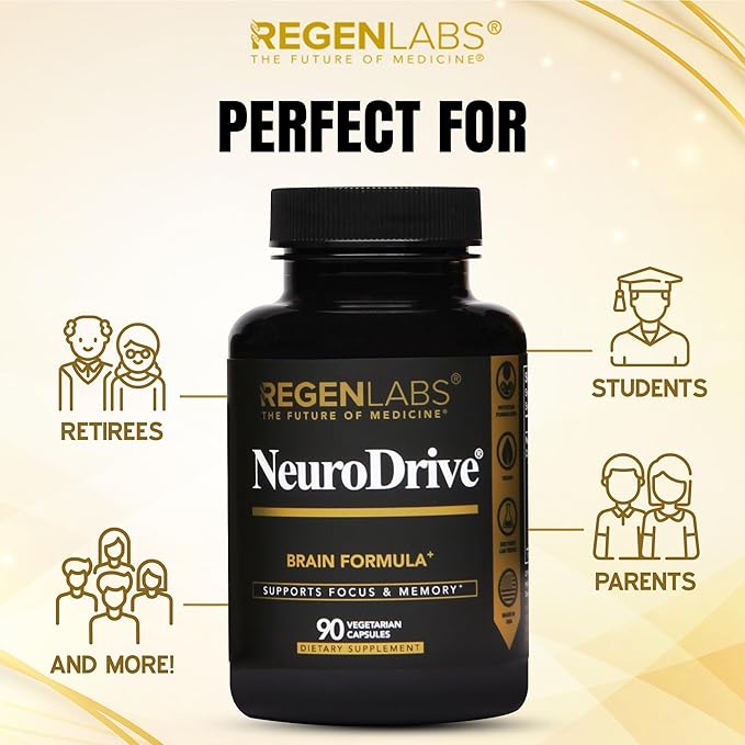 NeuroDrive Memory & Focus Supplement - Boost Brain Focus, Mental Health & Brain Fog | Natural Doctor Approved - Brain Nootropic, Phosphatidylserine, Centrophenoxine, Bacopa - 90 Capsules