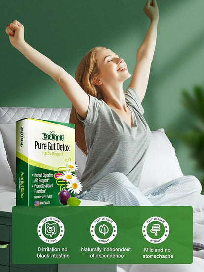 Pure Gut Detox - Colon Cleanse Cleanser Detox Cleanse Gut Cleanse for Women Men with Senna, Cascara Sagrada, Digestive Enzymes, Probiotic Blend and Prebiotic - Bloating and Constipation Relief