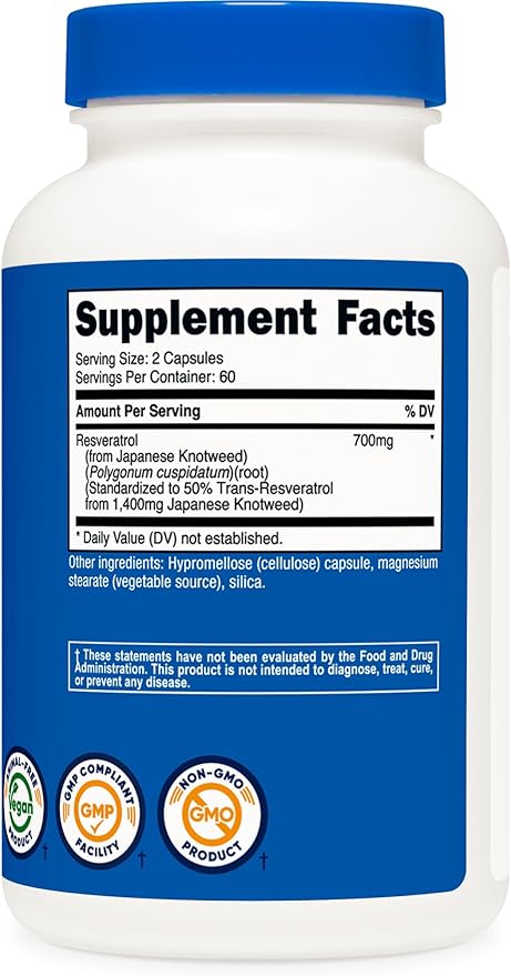 Nutricost Resveratrol 700mg, 120 Capsules - Vegan, Gluten Free, Non-GMO