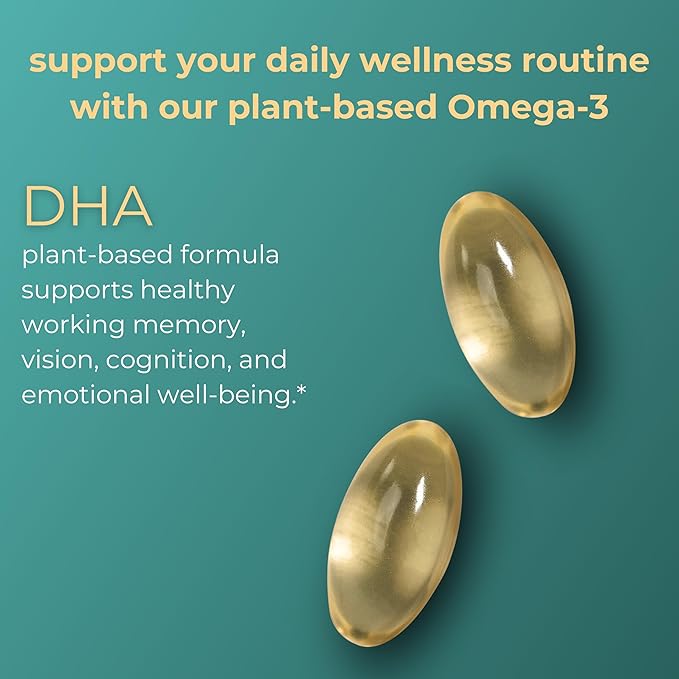 Iwi DHA Omega-3, 60 Softgels (30 Servings), Plant-Based Algae Omega 3, Brain, Eyes & Nervous System Support Dietary Supplement, Krill & Fish Oil Alternative, No Fishy Aftertaste