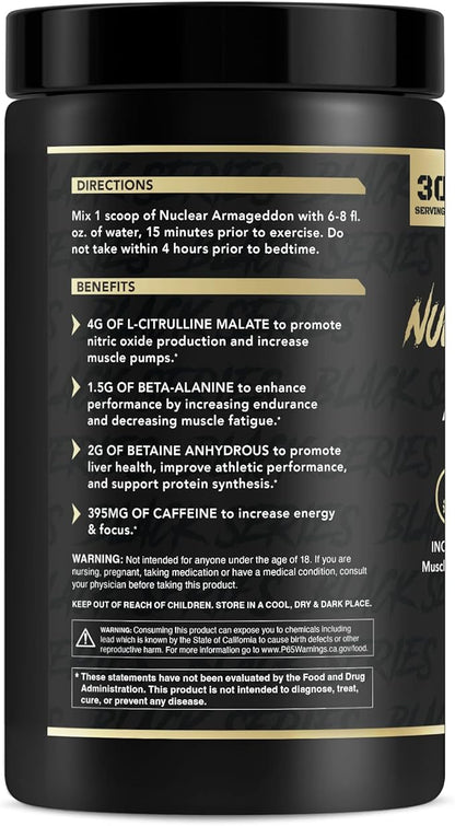 Anabolic Warfare Nuclear Armageddon Pre Workout Powder Pre-Workout for Men & Women with L-Citrulline, Beta Alanine Powder and Caffeine (Ballistic Berry Lemonade - 30 Servings)