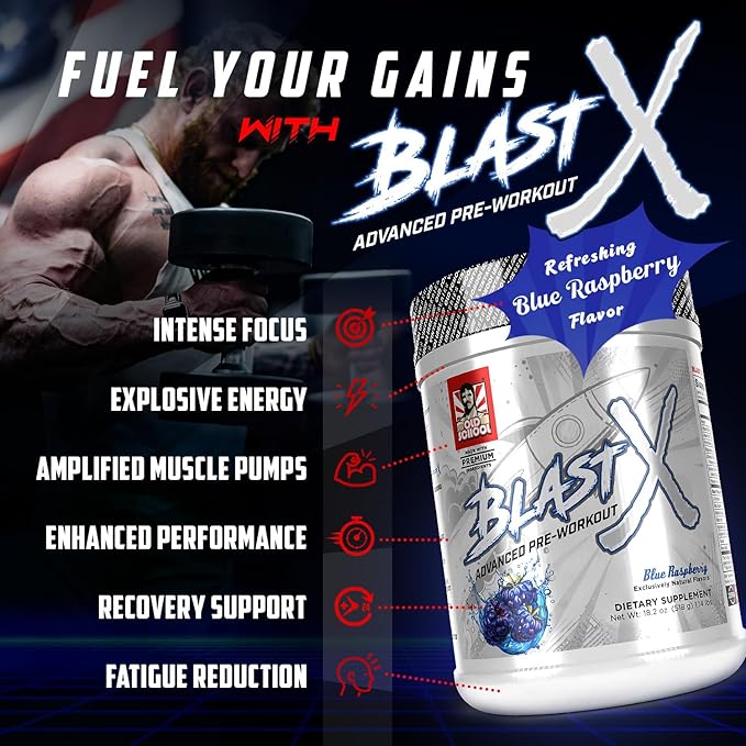 Blast X Advanced Pre Workout Powder, Intense Energy Booster Preworkout for Men & Women, Natural Caffeine + ZumXR®, Beta Alanine, Citrafuze™, L-Citrulline & Taurine for Strength, Focus & Endurance
