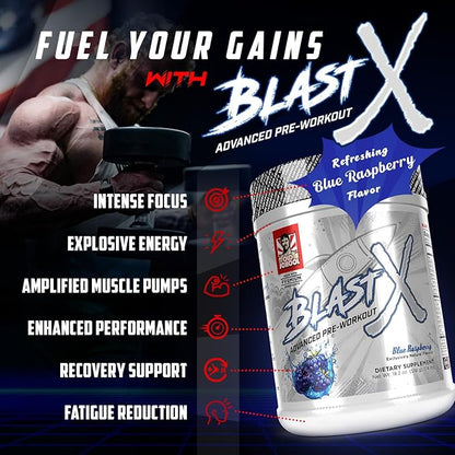 Blast X Advanced Pre Workout Powder, Intense Energy Booster Preworkout for Men & Women, Natural Caffeine + ZumXR®, Beta Alanine, Citrafuze™, L-Citrulline & Taurine for Strength, Focus & Endurance