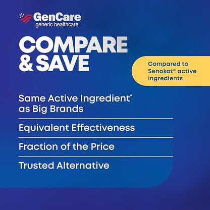 GenCare Senna Laxative 300 Tablets Senna 8.6mg Tablets with Natural Sennosides | Laxatives for Constipation, Bloating, Gas & Irregularity Relief. Safe & Effective | Generic for Senokot