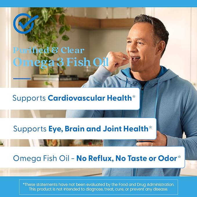 Doctor's Best Purified & Clear Omega 3 Fish Oil with Goldenomega, Supports Heart, Eye, Brain, & Joint Health, Non-GMO, Gluten Free 120 Marine Softgels