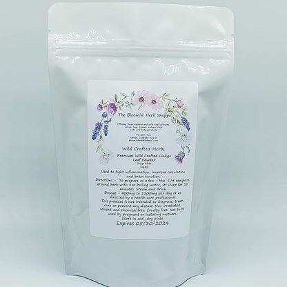 Wildcrafted Ginkgo Biloba Leaf Powder 16oz The Bloomin Herb Shoppe No Additives No Chemicals Tea