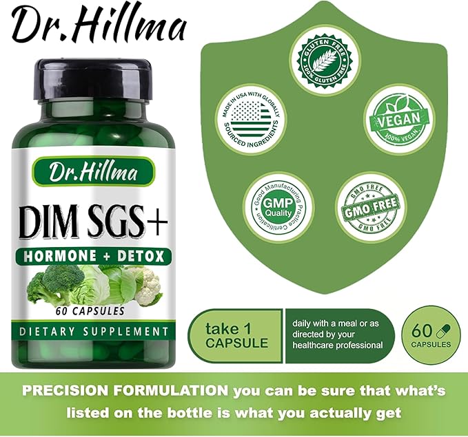 Dim Hormone Detox Supplement 200Mg Diindolylmethane Encourages Normal Estrogen Supplement for Women, Hormonal Acne Hot Flashes Supplements, Menopause Support, Promotes Detoxification(60Capsules)