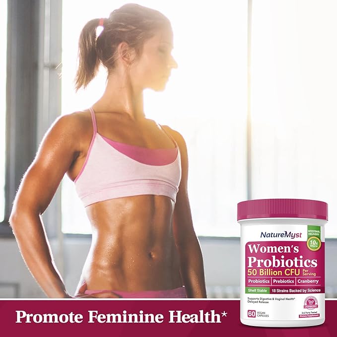 Women’s Probiotics, 50 Billion CFU, 18 Strains for Women, Plus Prebiotic & Cranberry, Support Digestive, Vaginal & Urinary Health, Shelf Stable, 60 Delayed Release Vegan Caps