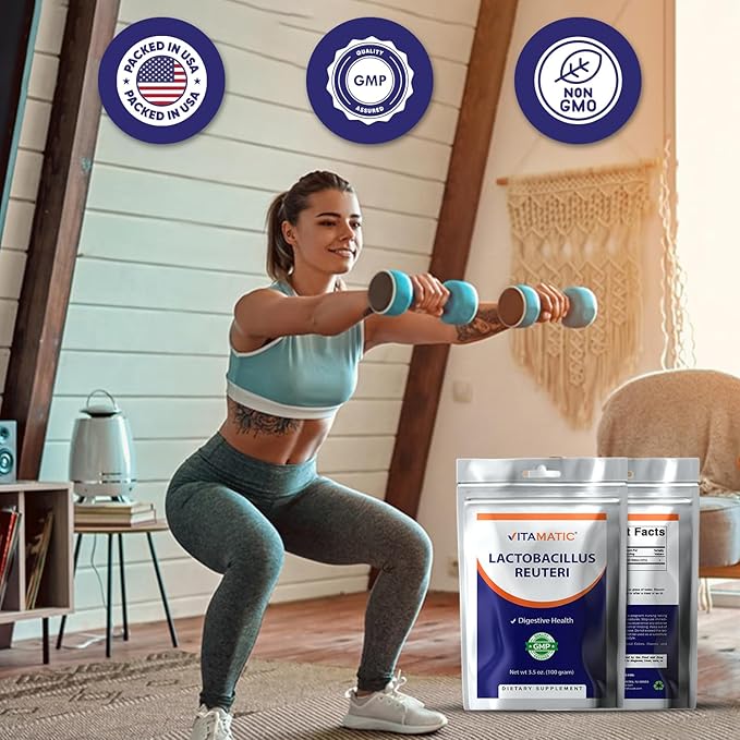 Vitamatic Lactobacillus Reuteri Probiotic Powder - Digestive Health Support - 100 Gram (3.5 OZ) - 100 Servings