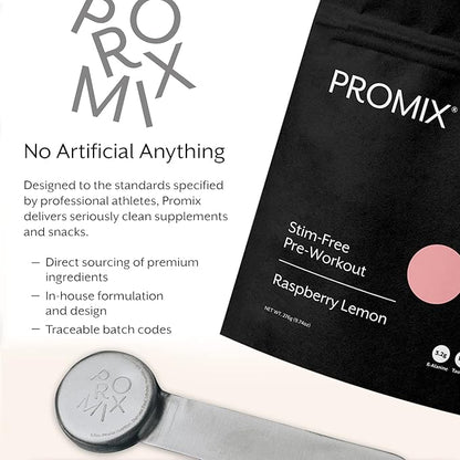 ProMix Nutrition Stim-Free Pre-Workout Powder, Raspberry Lemon - 274g - Maximize Focus, Energy & Performance - Vitamin B12, Taurine, Beta-Alanine & L-Tyrosine - 30 Servings (Pack of 1)