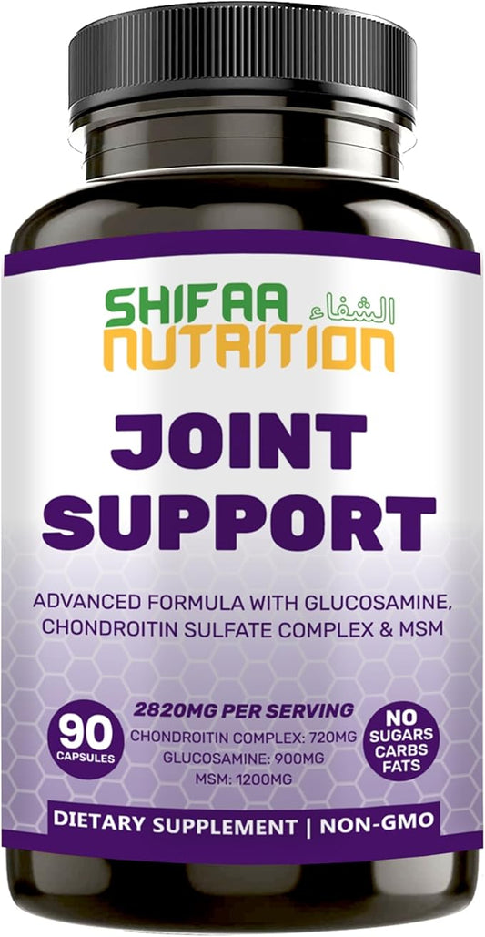 Halal Joint Support Supplement w/Glucosamine Chondroitin MSM | 2820mg 30 Servings | Non-GMO