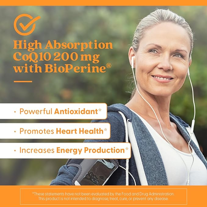 Doctor's Best High Absorption COQ10, Heart & Energy Support, USP Verified, Naturally Fermented CoQ10, Non-GMO Gluten Free, Soy Free, 60 Veggie Softgels