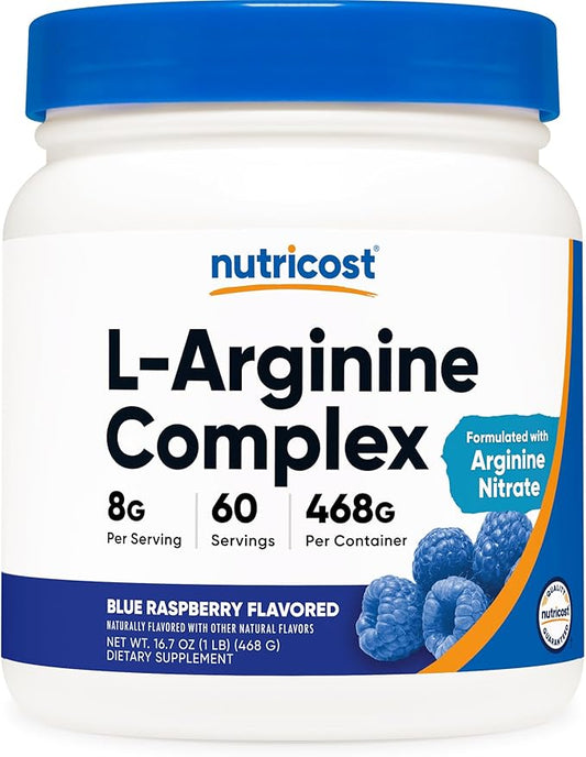 Nutricost L-Arginine Complex (Blue Raspberry, 60 Servings) - Gluten Free, Non-GMO