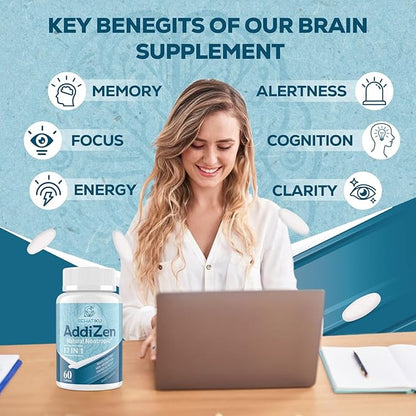 17-in-1 Brain Supplement for Memory and Focus | Natural Nootropics Brain Supplement for Brain Cognition, Energy | High Absorption | L-Theanine, Phytonutrient Blend and Vitamins B6, B12 | 2 Bottles